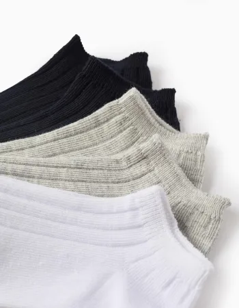 Pack of 5 Pairs of Ribbed Ankle Socks for Boys, Multicolour