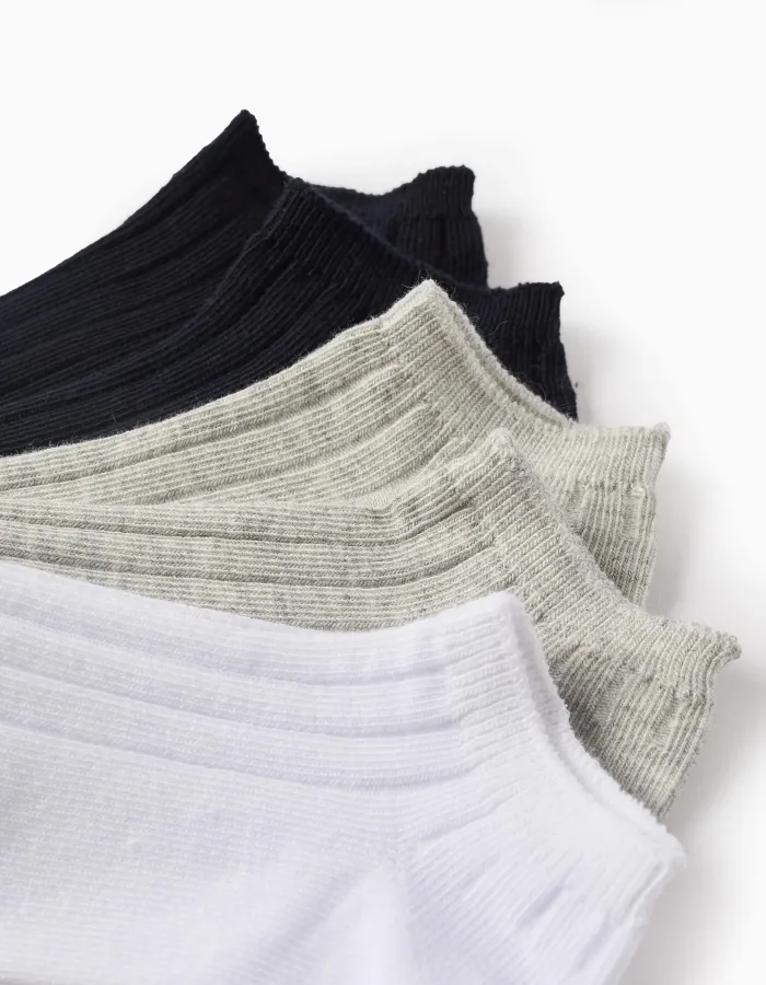 Pack of 5 Pairs of Ribbed Ankle Socks for Boys, Multicolour