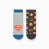 Pack of 2 Non-Slip Socks for Boys 'Superman', Grey