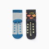 Pack of 2 Non-Slip Socks for Boys 'Superman', Grey