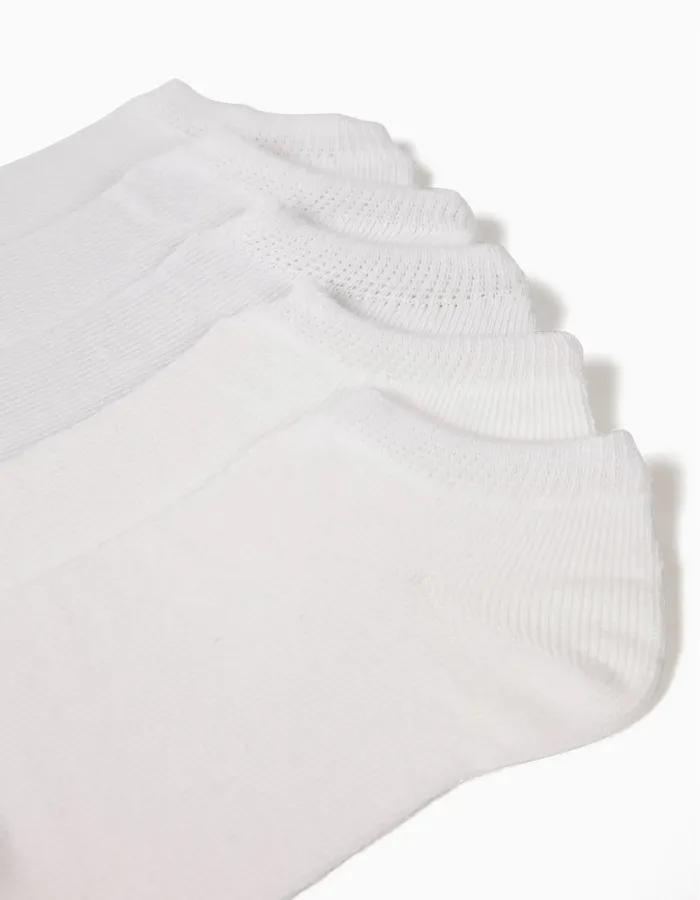 Pack of 5 Pairs of Plain Ankle Socks for Boys, White