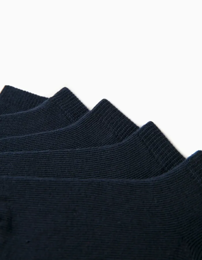 Pack of 5 Pairs of Plain Ankle Socks for Boys, Dark Blue