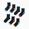 Pack of 7 Pairs of Socks with Colourful Details for Boys, Blue