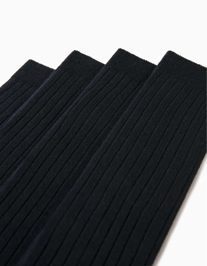 Pack of 2 Pairs of Plain High Socks for Boys, Dark Blue