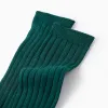 Ribbed High Socks for Boys, Dark Green