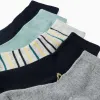 Pack of 5 Pairs of Plain and Striped Socks for Boys, Multicolour