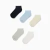 Pack 5 pairs of ribbed ankle socks for boys, multicolour
