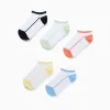 5 pairs of ankle socks with contrasting details for children, multicolour