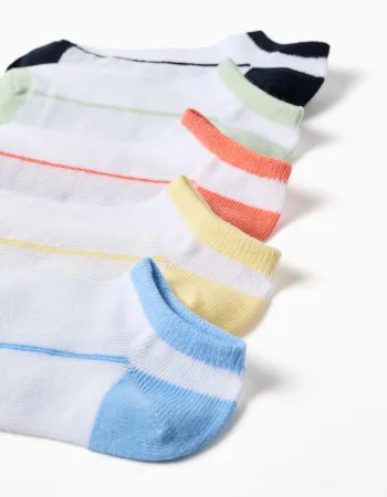 5 pairs of ankle socks with contrasting details for children, multicolour
