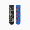 Pack of 2 non-slip socks with superhero motifs for boys, black/blue