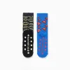 Pack of 2 non-slip socks with superhero motifs for boys, black/blue