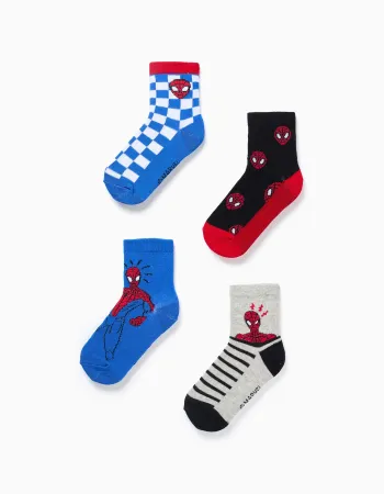 Pack of 4 pairs of socks with Spider-Man prints for boys, multicolour