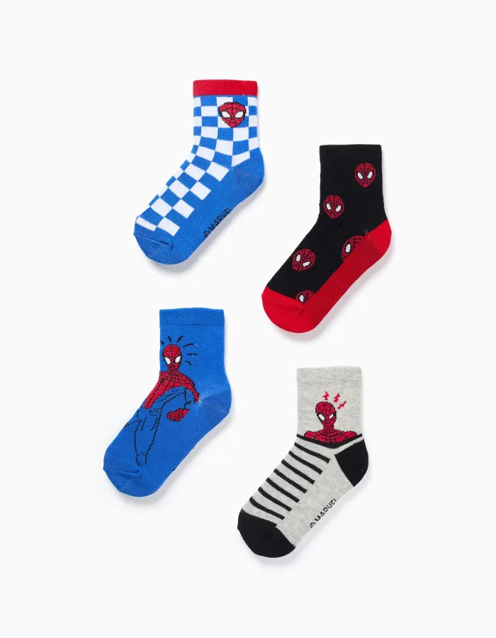 Pack of 4 pairs of socks with Spider-Man prints for boys, multicolour