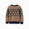 Knitted jumper with jacquard pattern for boys, beige/blue/green