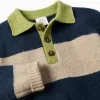 Knitted jumper with stripes for boys, navy blue/beige/green