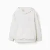 Hooded sweatshirt with ZY embossed print for boys, white