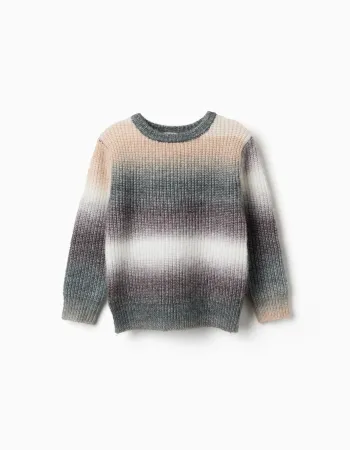 Thick knit jumper with gradient effect for boys, multicolour