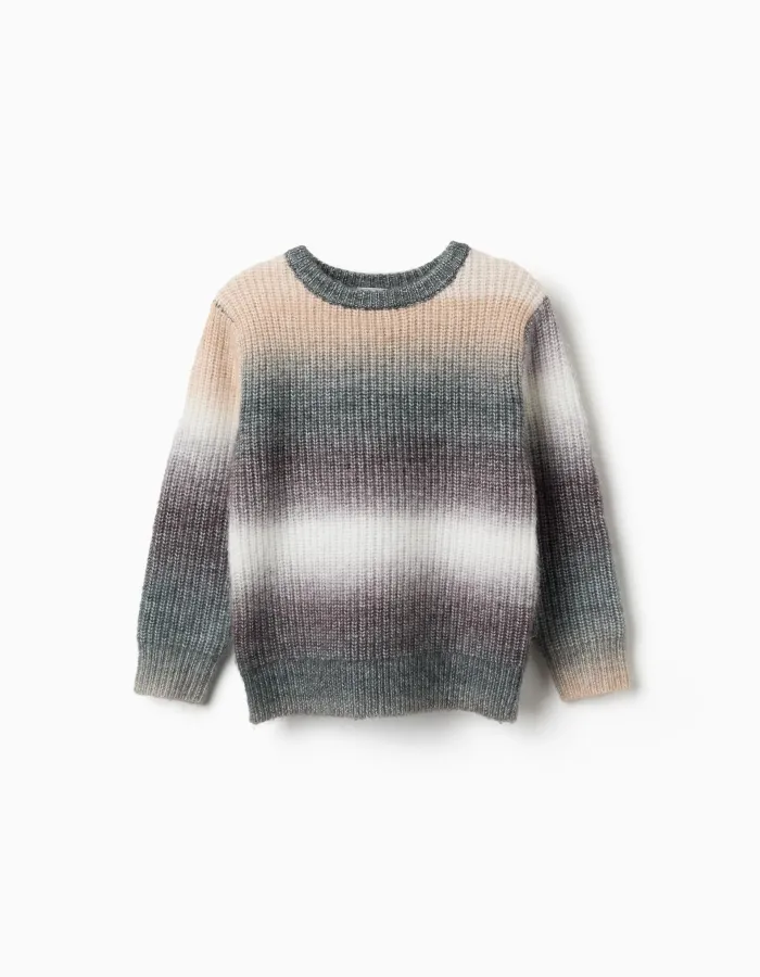 Thick knit jumper with gradient effect for boys, multicolour
