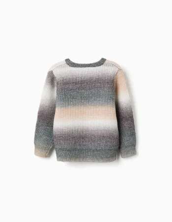 Thick knit jumper with gradient effect for boys, multicolour