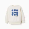 Cotton sweatshirt with abstract print for boys, light beige/blue