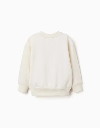 Cotton sweatshirt with abstract print for boys, light beige/blue