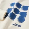 Cotton sweatshirt with abstract print for boys, light beige/blue