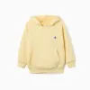Hooded cotton sweatshirt with kangaroo pocket for boys, yellow
