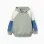 Hooded cotton sweatshirt for boys, green/beige/blue