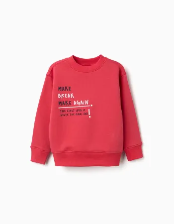 Brushed sweatshirt with Make Again print for boys, red