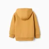 Brushed hooded sweatshirt with print for boys, yellow