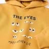 Brushed hooded sweatshirt with print for boys, yellow