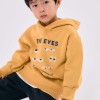 Brushed hooded sweatshirt with print for boys, yellow