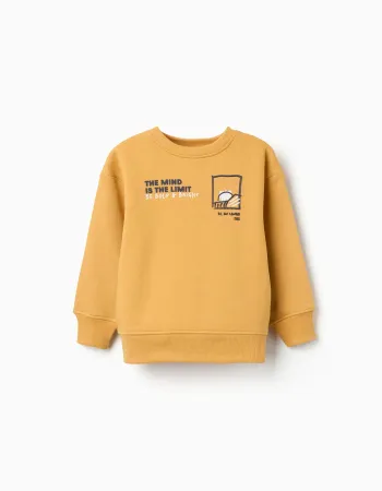 Brushed sweatshirt with embossed print for boys, yellow