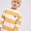Striped brushed sweatshirt with print for boys, white/yellow