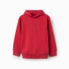 Hooded sweatshirt with ZY embossed print for boys, red