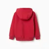 Hooded sweatshirt with ZY embossed print for boys, red