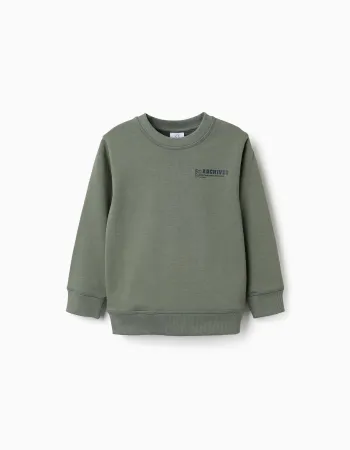 Sweatshirt with ZY embossed print for boys, khaki green