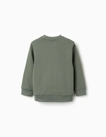 Sweatshirt with ZY embossed print for boys, khaki green