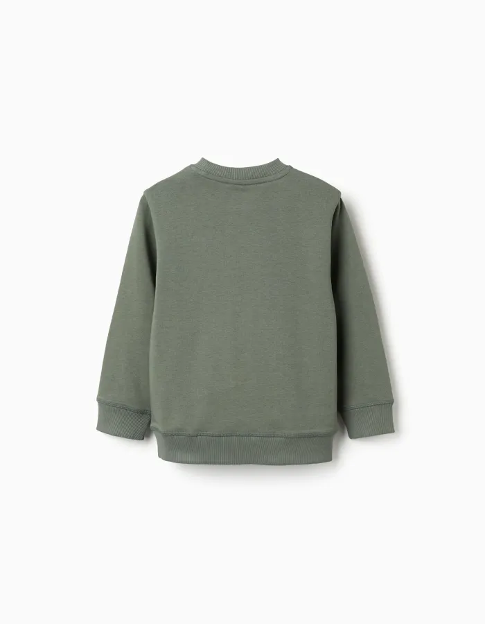 Sweatshirt with ZY embossed print for boys, khaki green