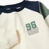 Brushed cotton sweatshirt with 96 print for boys, white/blue/green