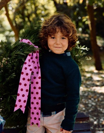 Wool blend jumper B&S for boys, dark green/navy blue
