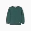 Wool blend jumper B&S for boys, dark green/navy blue