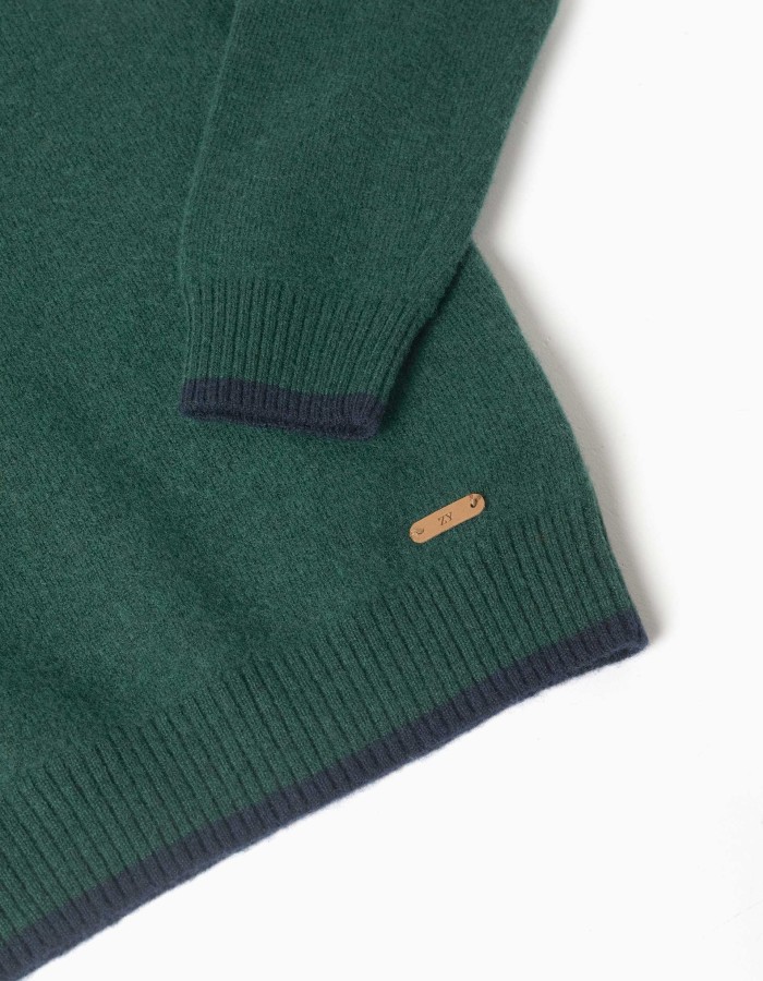 Wool blend jumper B&S for boys, dark green/navy blue