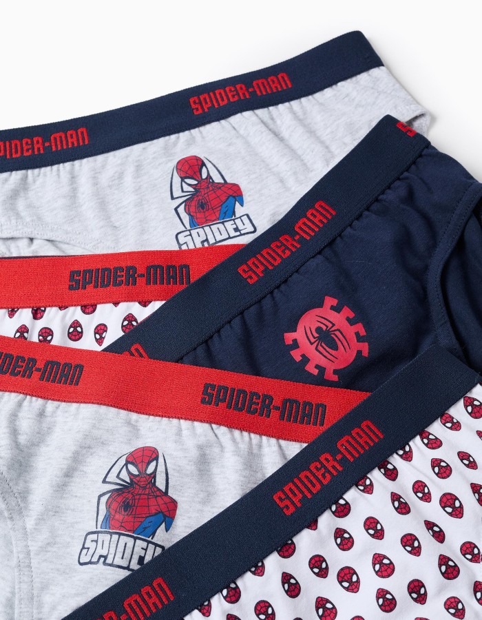 Pack of 5 Briefs for Boys 'Spiderman', Blue/White/Grey