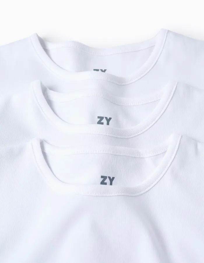 Pack of 3 Extra Warm Long Sleeve Vests for Boys, White