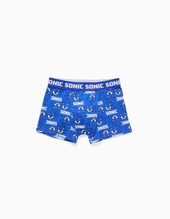 Pack of 4 boxer shorts with Sonic prints for boys, blue/light grey