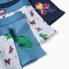 Pack of 4 cotton boxer shorts with Marvel prints for boys, blue/grey
