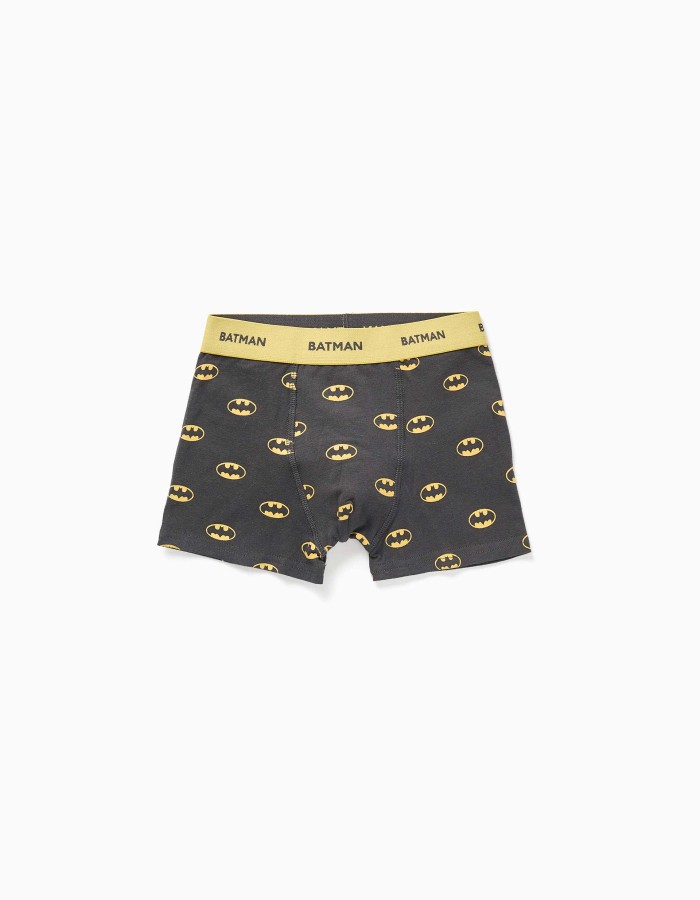 Pack of 4 cotton boxer shorts Batman and Superman for boys, blue/grey