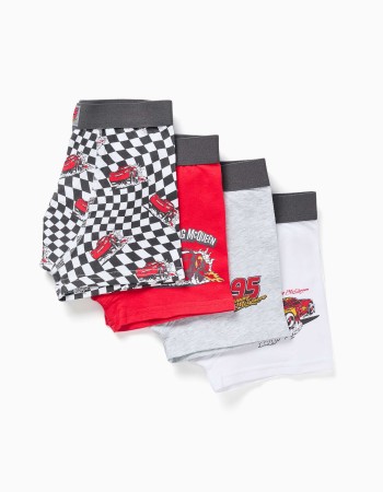 Pack of 4 boxer shorts Lightning McQueen for boys, white/grey/red