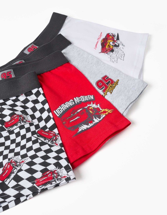 Pack of 4 boxer shorts Lightning McQueen for boys, white/grey/red